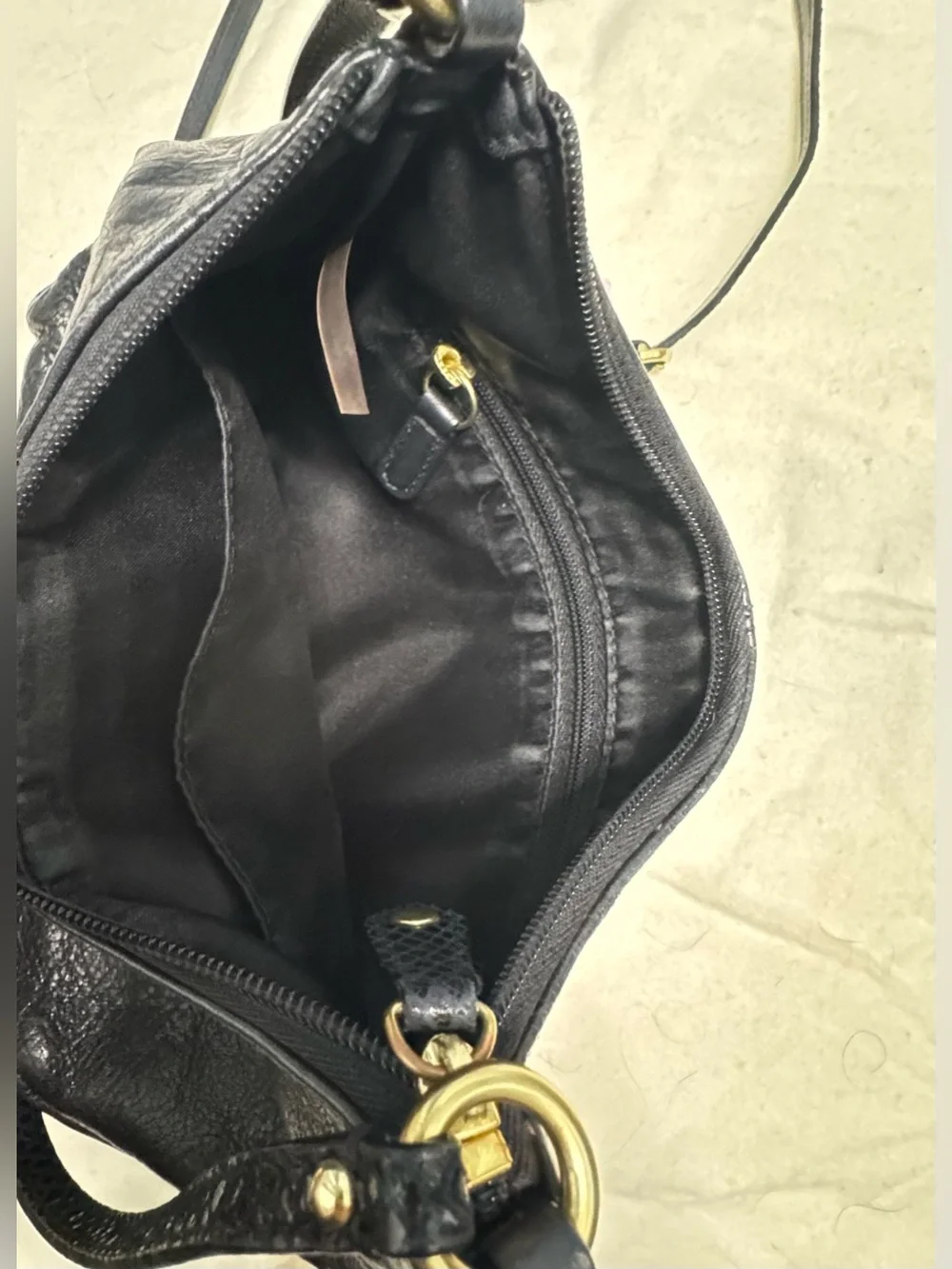 Coach Ashley Black Leather Crossbody Bag Snakeskin Embossed Accent Gold Hardware